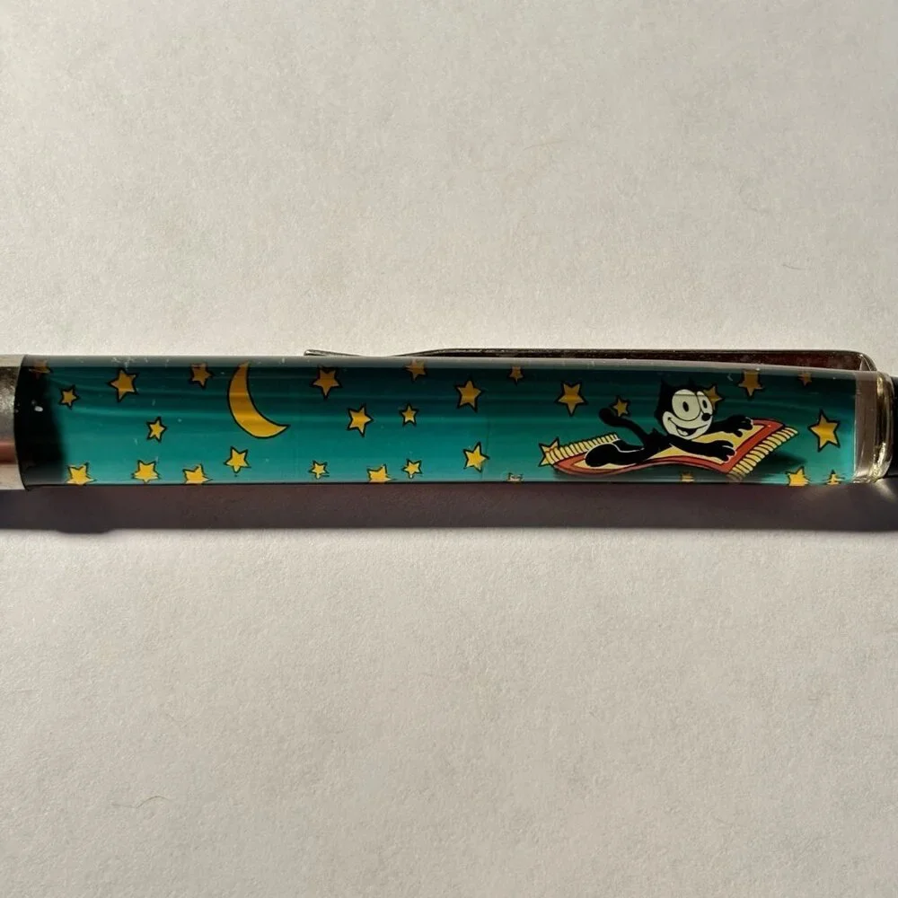 Felix the Cat Flying on Magic Carpet by Stars Floaty Pen Cartoon Promo Vintage